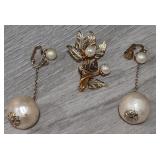 1960s Women's Brooch & Earrings