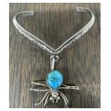 Vintage Navajo Turquoise Spider Cuff Bracelet