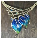 Painted Enamel Feather Necklace