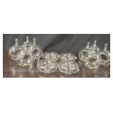 (8) Glass Napkin Ring Vases & (4) Floating Rings