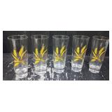 (5) Vintage Wheat Highball Glasses