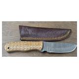 Damascus Fixed Blade Knife w/Sheath #5