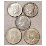 (5) 1964 Kennedy Half-Dollars