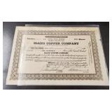 Idaho Copper Company Stock Certificate
