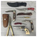 (7) Various Pocket Knives & (3) Sheaths