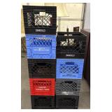 (9) Heavy Duty Plastic Milk Crates