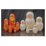 (2) Russian Nesting Dolls (1) Signed Cepzueb Nocag