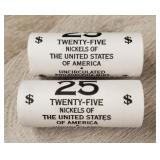 (2) Rolls of Uncirculated Jefferson Nickels 2006-D