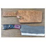 Damascus Steel Chef Cleaver Knife w/ Sheath