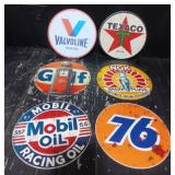 (6) Round Metal Signs