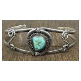 Old Navajo Sterling & Turquoise Cuff Bracelet