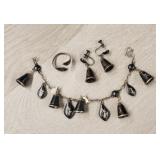 Silver Siam Sterling Bracelet, Ring, Earrings