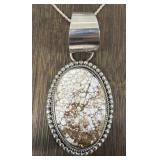 Navajo Sterling & White Buffalo Pendant Necklace