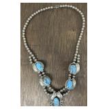 Vintage Navajo Sterling Silver Turquoise Necklace