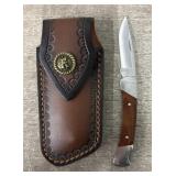 Buck 503X Rose Wood Pocket Knife w/ Leather Sheath