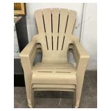 (3) Plastic Stackable Lawn Chairs