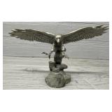Signed Pewter Eagle Statue