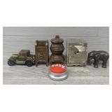 (5) Vintage Banks & Easy Button