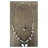 Bird & Butterfly Necklace with Native Ring