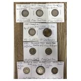 (10) 1913-70 Canadian Silver Dimes