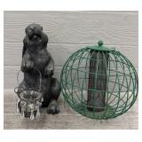 Antique Bird Feeder & Bunny Garden Decor