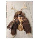 Native Indian Face w/ Antlers & Fur