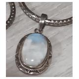 Sterling Silver Oval Moonstone Pendant Necklace
