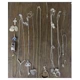Assortment of Silver Toned Necklaces & Pendants
