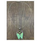 Sterling Silver & Opal Butterfly Necklace