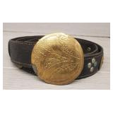 Black Leather Belt w/ Copper Accents