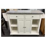 White Rolling Kitchen Cart w/ Granite Top
