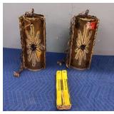 Pair of Vintage Cut Brass Pendant Lamps