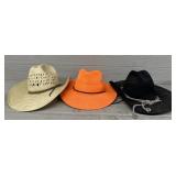 (3) Assorted Sun/Cowboy Hats
