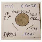 1939 Silver Great Britain 6 Pence