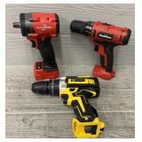 (3) Various Cordless Drills