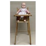 Vintage Wooden Highchair w/ Gerber Baby Doll