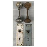 (2) Vintage Door Knobs & (2) Vintage Key Plates