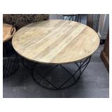 Wire Storage Coffee Table w/ Wood Top