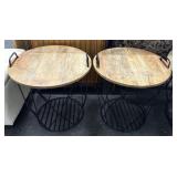 (2) Wire Storage End Tables w/ Wood Tops