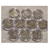 (10) 35% Silver WWII 1943-1945 Nickels