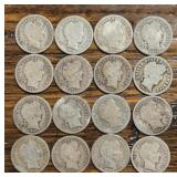 (16) Barber Silver Dimes: Different Dates