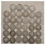 (33) Barber 'Liberty Head' Silver Dimes
