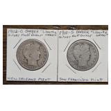 1902-O & 1910-S Barber Half Dollars