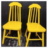 (2) Yellow Wood Children's Chairs