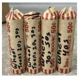 (4) Rolls of 20s-50s Wheat Pennies
