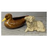 Porcelain Dog & Duck Figurines