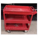 Red 3 Shelf Metal Cart