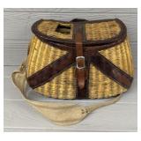 Antique Flat Reed Fishing Creel