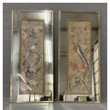 (2) Bird Floral Mirrored Framed Wall Art