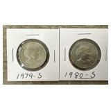 (2) 1979-S & 1980-S Anthony Dollars